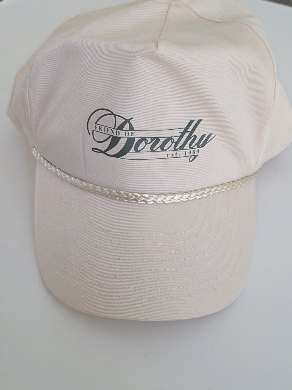 Pale Cream Baseball Cap with Braided Trim